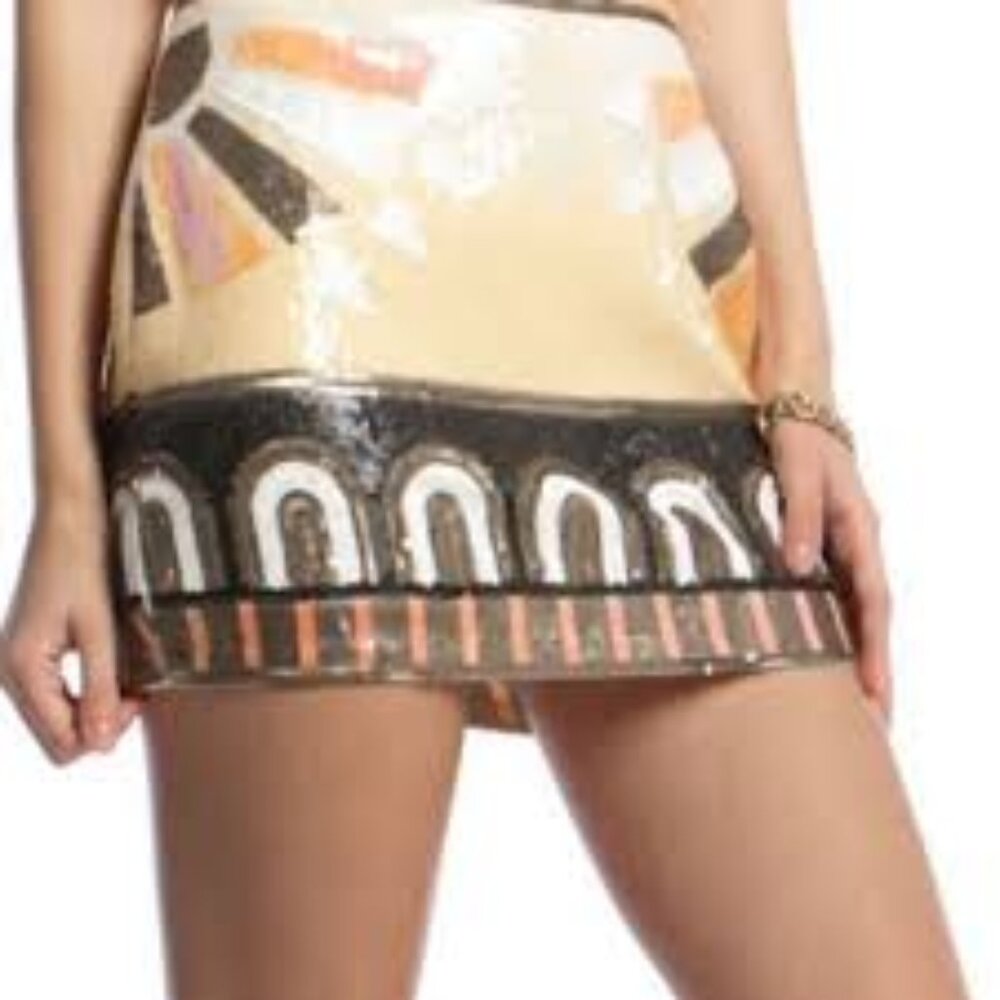 English Rose Yellow Sunrise Sequin Mini Skirt- size M/L